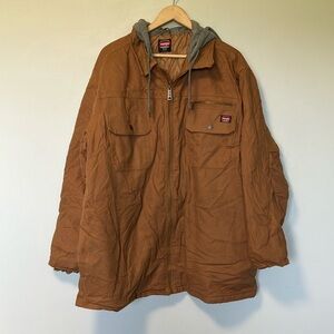 NWOT Wrangler Brown and Gray Canvas Jacket with hood